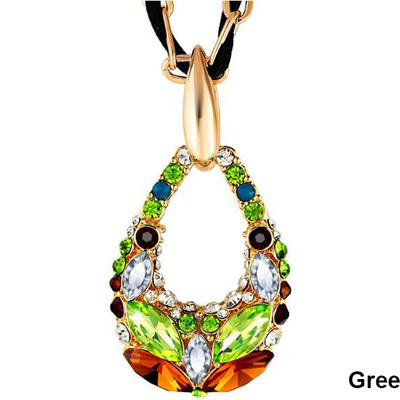  handmade fashion jewelry gemstone rhinestone crystal teardrop pendant necklace gold chain necklace for women girls