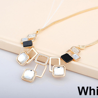  Handmade Fashion Jewelry Long Chain Pendant Crystal Rectangle Gemstone Pendant Necklace for Women Girls - Thumbnail 2