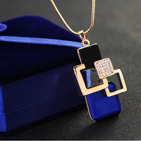  Handmade Fashion Jewelry Fine Necklace Crystal Charm Gemstone Pendant Gold Necklace for Women Girls Valentine's Day Gift - Thumbnail 3