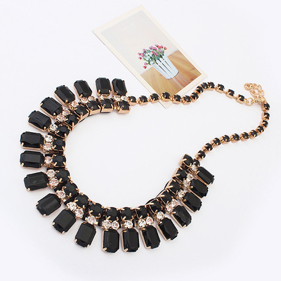  handmade fashion jewelry gemstone crystal rhinestone statement necklace gold chain necklace for women girls