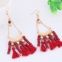  Handmade Bead Earring Tassel Earring Dangle Earrings Gold Earrings for Girls Drop Earrings - Thumbnail 1