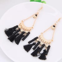  Handmade Bead Earring Tassel Earring Dangle Earrings Gold Earrings for Girls Drop Earrings - Thumbnail 3