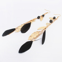  Handmade Feather Earrings Leaf Peace Symbol Earring Drop Earring Gold Earrings for Women Girls Dangle Earrings - Thumbnail 1