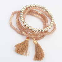  Handmade 5 Pieces Bracelet Set Cute Lovely Beaded Tassel Multi Strand Bracelet for Women Girls - Thumbnail 1