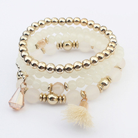  Handmade 4 Pieces Bracelet Set Cute Lovely Beaded Tassel Multi Strand Bracelet for Women Girls - Thumbnail 1