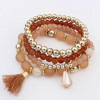  Handmade 4 Pieces Bracelet Set Cute Lovely Beaded Tassel Multi Strand Bracelet for Women Girls - Thumbnail 2