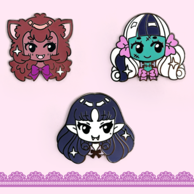 1.5 inch monster girl enamel pins