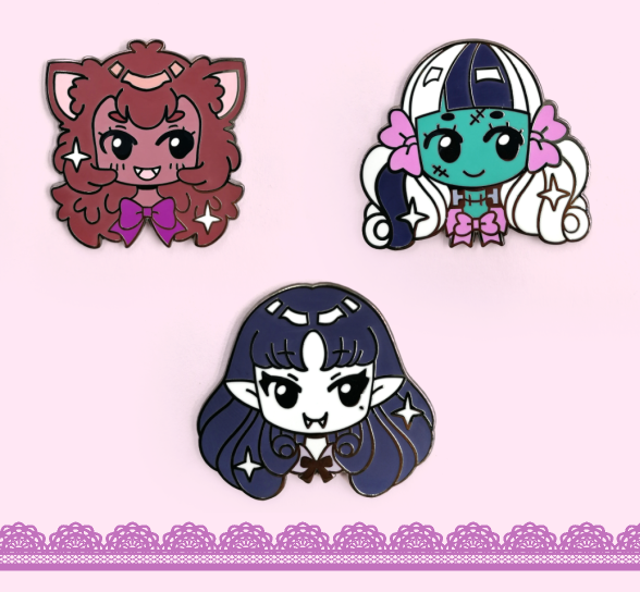 1.5 inch Monster girl enamel pins