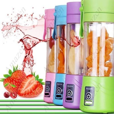 Mini size electric juicer usb charger with 380ml water bottle