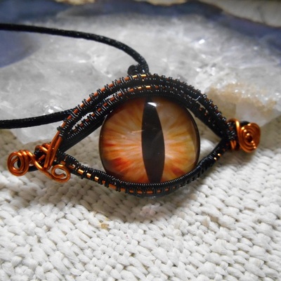 Orange and black dragons eye necklace