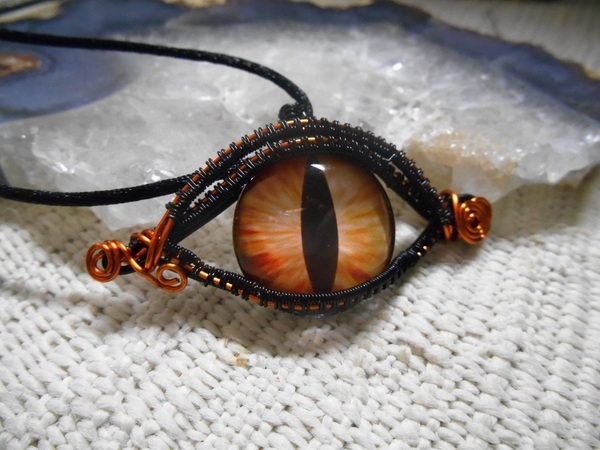 Orange and black dragons eye necklace
