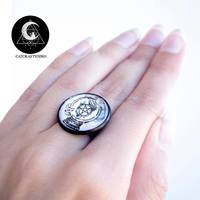 Black crystal ball ring - Thumbnail 1