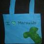 Handmade I Love Mermaids Canvas Tote Bag-3