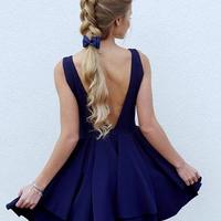 Cute black v neck short prom dress, homecoming dress - Thumbnail 3
