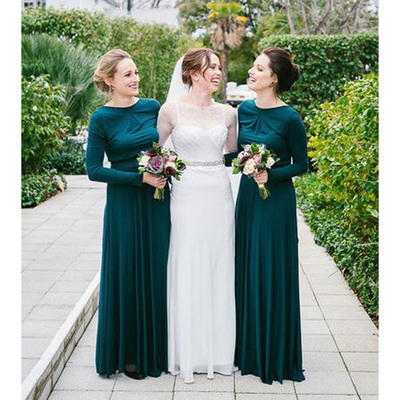 Long bridesmaid dress, long sleeves bridesmaid dress, modest bridesmaid dress, cheap bridesmaid dress, wedding party dress, PD15432