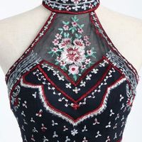 Short homecoming dress, two pieces homecoming dress, high neck homecoming dress, halter homecoming dress, navy blue homecoming dress, PD15105 - Thumbnail 1