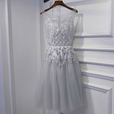 Grey homecoming dress, cute homecoming dress, tulle homecoming dress, short homecoming dress, junior homecoming dress, party dress, pd15195