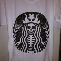 Glitter Starbucks inspierd skeleton T-shirt - Thumbnail 1