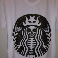 Glitter Starbucks inspierd skeleton T-shirt - Thumbnail 2