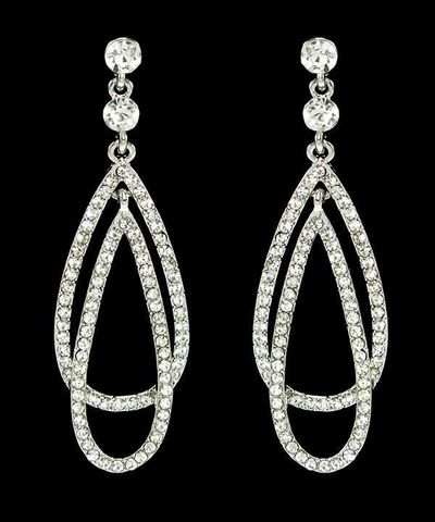 Silver w/Austrian Crystal Double Loop Earrings 