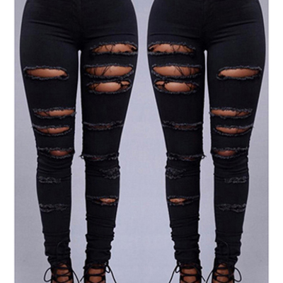Distressed skinny jeans