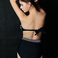 Women Girl High Waist Bikini Sets Vintage Sexy Swimsuit Swimwear - Thumbnail 1