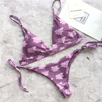 Female Hibiscus and Lotus Pattern Bikini Swimsuit  - Thumbnail 3