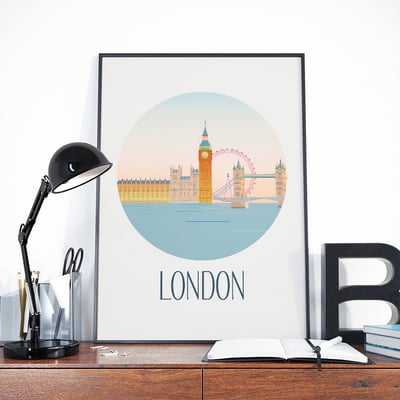 London, uk, city scape, city art, city, digital, illustration, art print - Thumbnail 1