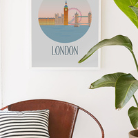 London, UK, city scape, city art, city, digital, illustration, art print - Thumbnail 1