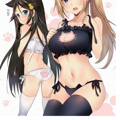 Girls sexy cat bikini swimsuit ( black, white)