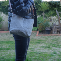 Mini Messenger Bag - Grey Paper Fabric - Thumbnail 1