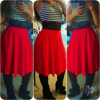 Stripped patchwork skater dress - Thumbnail 2