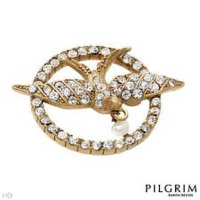 Pilgrim crystal gold bird brooch