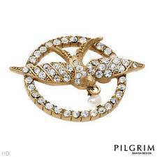 PILGRIM Crystal Gold Bird Brooch