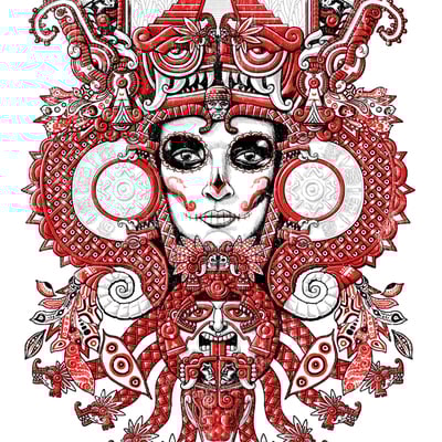 Red serpent queen art print