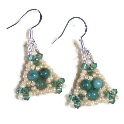 African jade triangle earrings