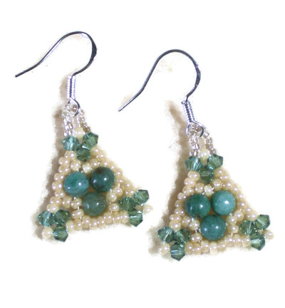 African Jade Triangle Earrings