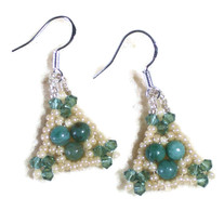 African Jade Triangle Earrings