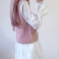 White lace skirt and pink knitted vest  - Thumbnail 4