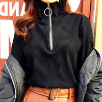 O-ring Zip Up Slim Cut Long Sleeved T-shirt - Thumbnail 2