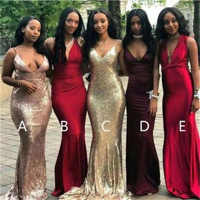 2018 cheap mismatched v neck sexy mermaid bridesmaid dresses, popular prom dress, bd14311