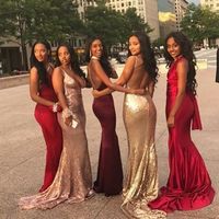 2018 Cheap Mismatched V Neck Sexy Mermaid Bridesmaid Dresses, Popular Prom Dress, BD14311 - Thumbnail 1