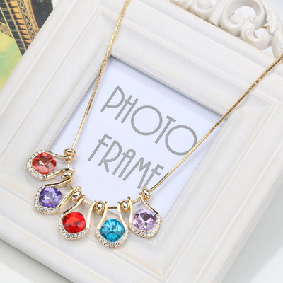 Crystal rhinestone  handmade necklace gemstone necklace gold necklace for girls princess necklace