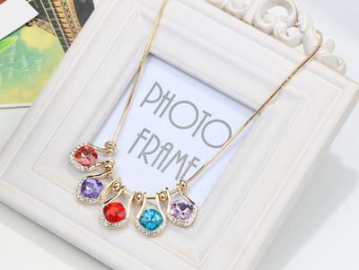 Crystal Rhinestone  Handmade Necklace Gemstone Necklace Gold Necklace for Girls Princess Necklace