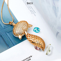 Opal Fox Pendant  Handmade Necklace Premium Enamel Crystal Necklace Gold Box Chain Necklace for Women&Girls - Thumbnail 3