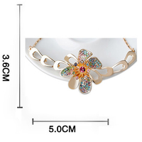 Multi Color Crystal Rhinestone Floral Petal  Handmade Pendant Necklace Premium Gemstone Necklace Gold Necklace for Women&Girls - Thumbnail 3