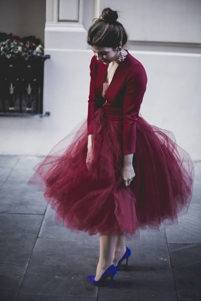 Burgundy TuTu Tulle Skirt for Women