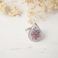 Real Pressed Flower and Resin Ring in Lavender, Pink and Mint - Thumbnail 5