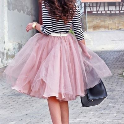 Blush tulle skirt for women