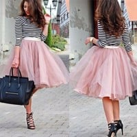 Blush Tulle Skirt for Women - Thumbnail 1